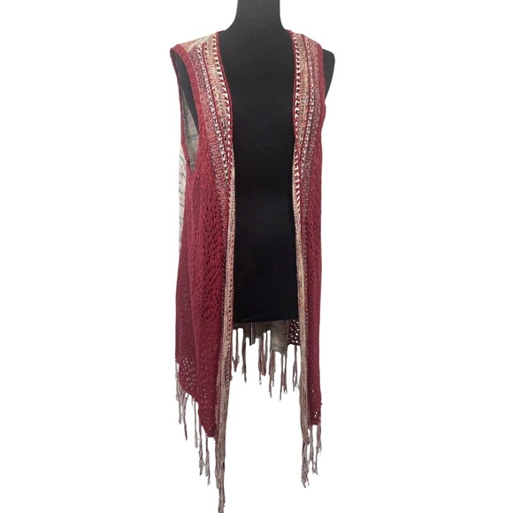 Absolutley Famous Sweaters - Absolutely Famous Open Crochet Shrug Cardigan Fringe Festival Boho Vibes Size 3X